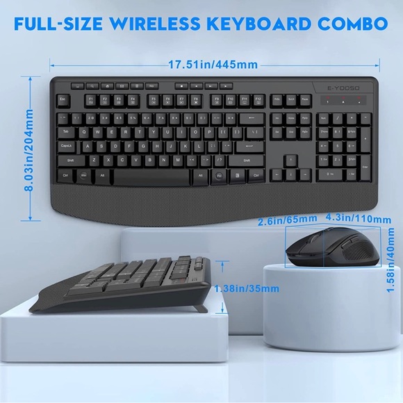 Wireless Keyboard and Mouse Combo, 2.4GHz with Wrist Rest - Picture 2 of 7